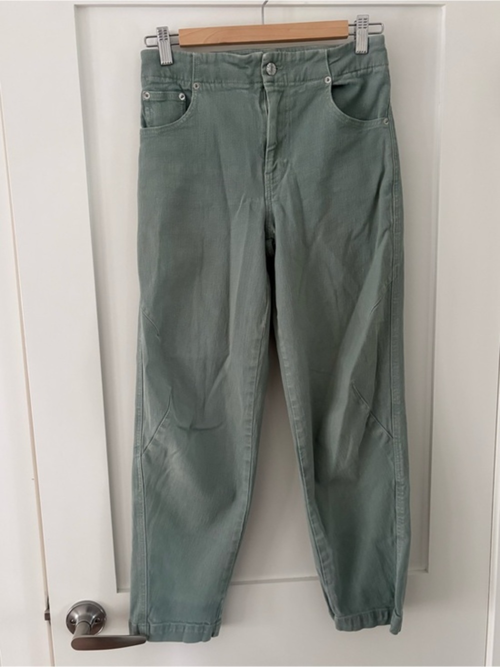 Club Monaco Green Darted Jeans relaxed fit elevated neutral closet staple sz 25